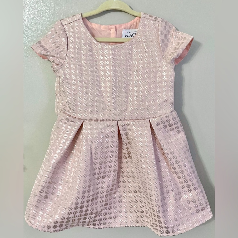 Children’s Place 2T pink dress w/ shimmery gold tone details, NWT